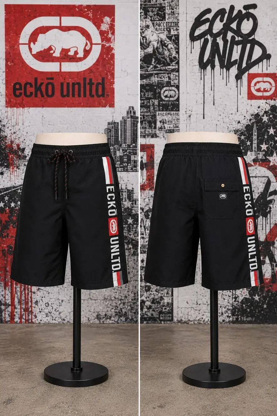 Ecko Unltd Board Shorts Medium Black Logo Streetwear Beach Shorts M